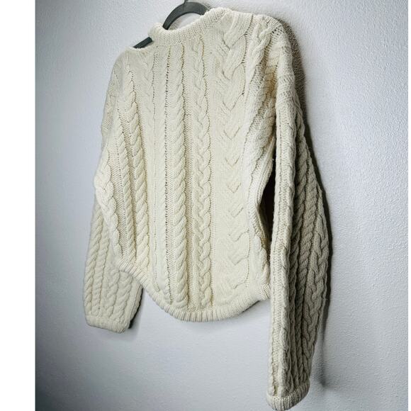 Tempest & Bentley Cream Chunky Knit 100% Wool Long Sleeve Sweater M - Picture 8 of 13
